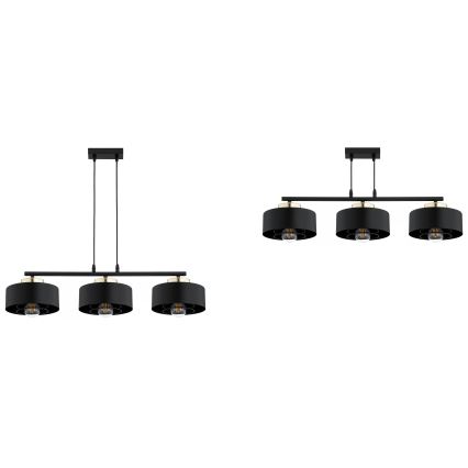 Brilagi - Lustre suspenso com cabo SPRING 3xE27/60W/230V preto/dourado
