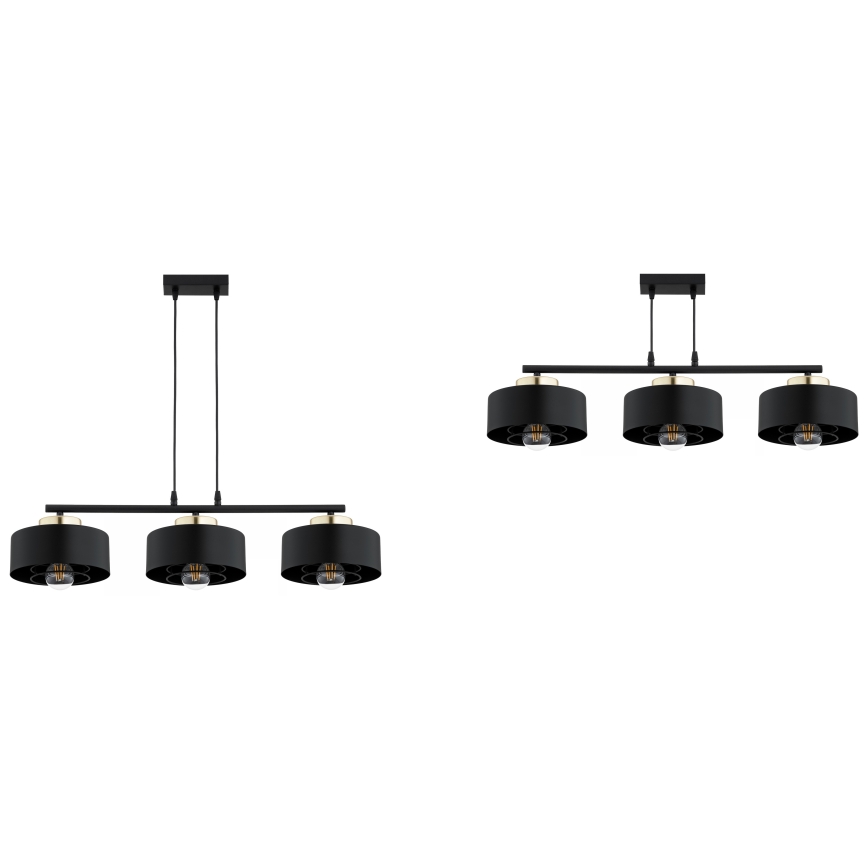 Brilagi - Lustre suspenso com cabo SPRING 3xE27/60W/230V preto/dourado
