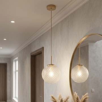 Brilagi - Lustre suspenso com cabo STELLA 1xE27/60W/230V Ø 18 cm bege/dourado