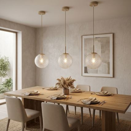 Brilagi - Lustre suspenso com cabo STELLA 1xE27/60W/230V Ø 18 cm bege/dourado