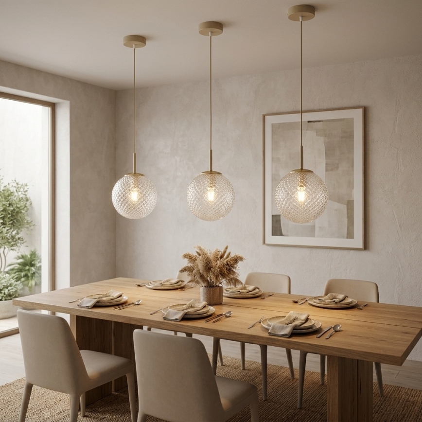 Brilagi - Lustre suspenso com cabo STELLA 1xE27/60W/230V Ø 18 cm bege/dourado