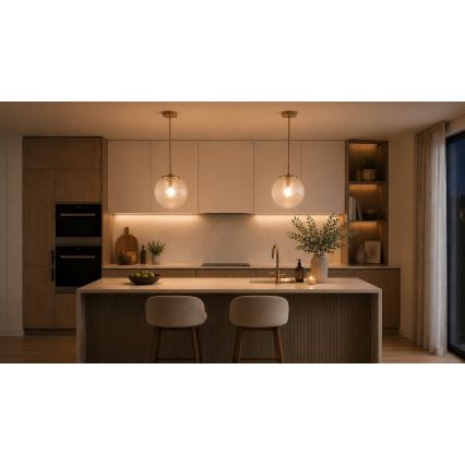Brilagi - Lustre suspenso com cabo STELLA 1xE27/60W/230V Ø 18 cm bege/dourado