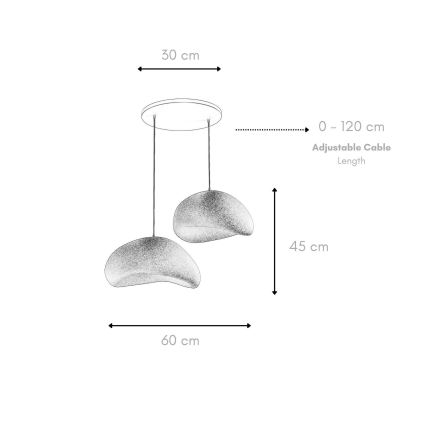 Brilagi - Lustre suspenso com cabo WABI SABI 2xE27/40W/230V Ø 60 cm preto