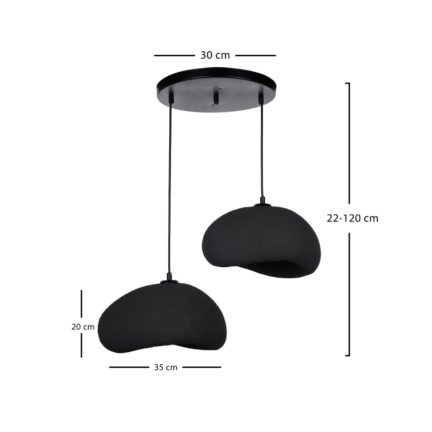 Brilagi - Lustre suspenso com cabo WABI SABI 2xE27/40W/230V Ø 60 cm preto
