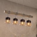 BRILAGI - Lustre suspenso com cabo WOOD GLASS 4xE27/60W/230V pinho/cinza/marrom fumê