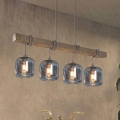 BRILAGI - Lustre suspenso com cabo WOOD GLASS 4xE27/60W/230V pinho/cinzento/cinzento fumê