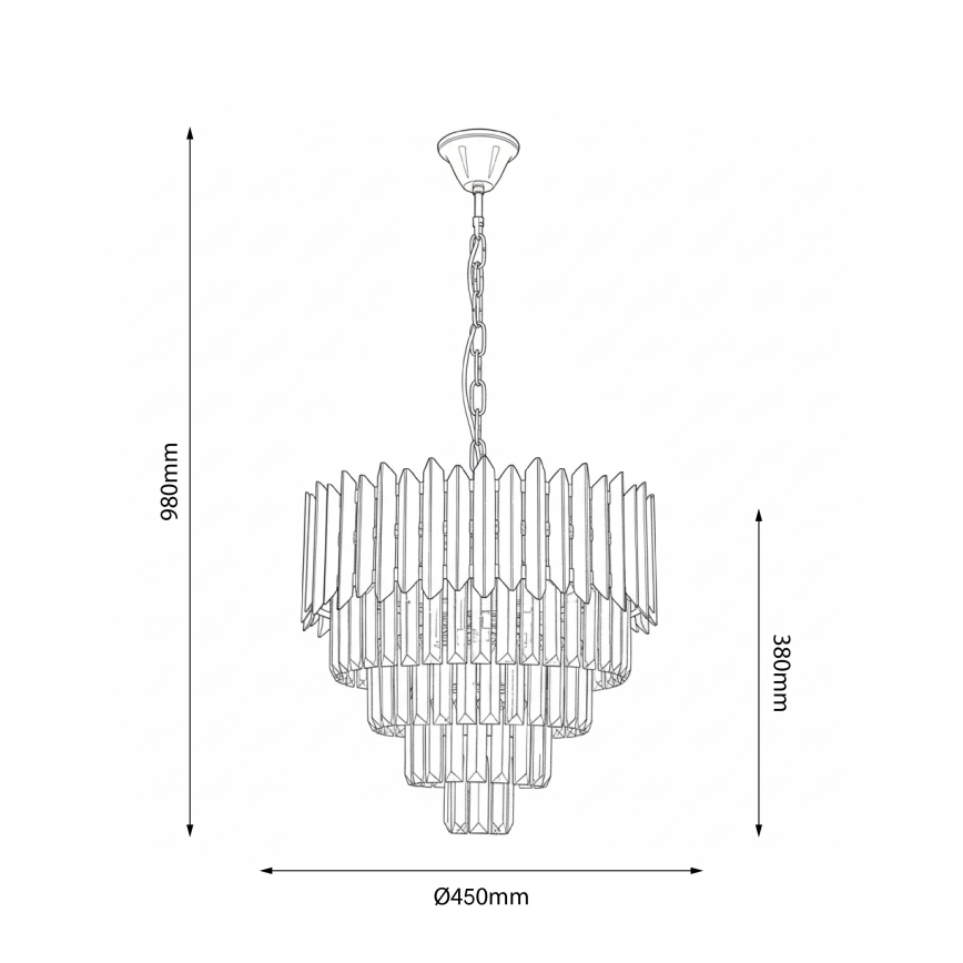 Brilagi - Lustre suspenso com corrente CRISTAL 5xE14/40W/230V diâmetro 45 cm