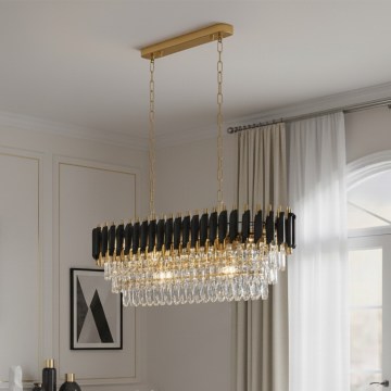 Brilagi - Lustre suspenso com corrente ECLIPSE 10xE14/10W/230V 78 x 28 cm preto/dourado