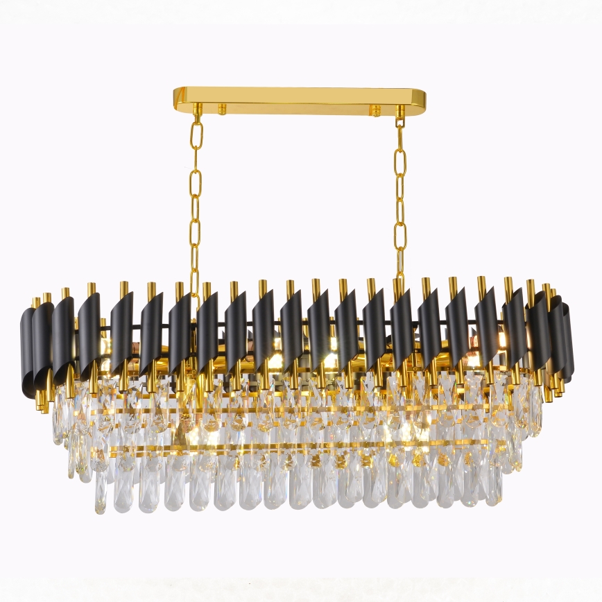 Brilagi - Lustre suspenso com corrente ECLIPSE 10xE14/10W/230V 78 x 28 cm preto/dourado