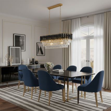 Brilagi - Lustre suspenso com corrente ECLIPSE 10xE14/10W/230V 78 x 28 cm preto/dourado