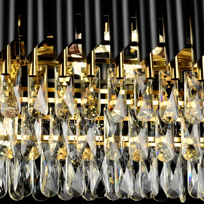 Brilagi - Lustre suspenso com corrente ECLIPSE 10xE14/10W/230V 78 x 28 cm preto/dourado