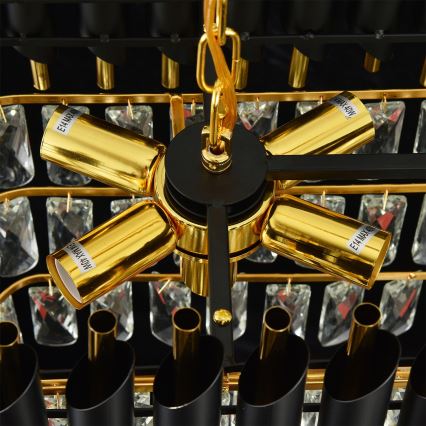 Brilagi - Lustre suspenso com corrente ECLIPSE 10xE14/10W/230V 78 x 28 cm preto/dourado