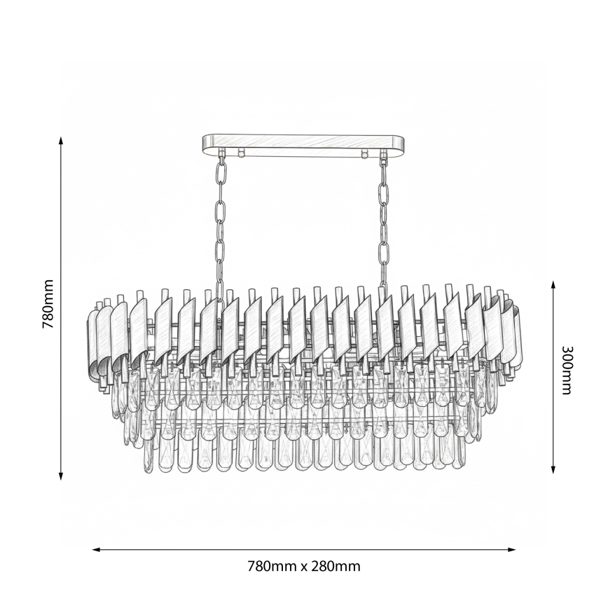 Brilagi - Lustre suspenso com corrente ECLIPSE 10xE14/10W/230V 78 x 28 cm preto/dourado