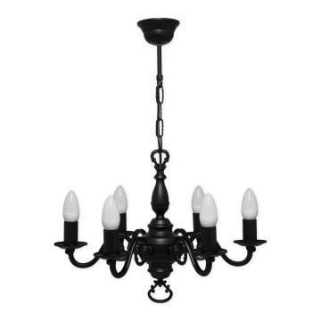 Brilagi - Lustre suspenso com corrente IMPERO 6xE14/60W/230V preto