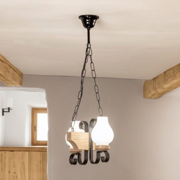 Brilagi - Lustre suspenso com corrente QUEEN 2xE14/40W/230V carvalho