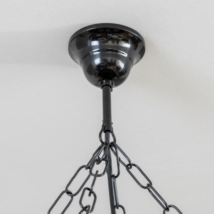 Brilagi - Lustre suspenso com corrente ROATA 8xE14/40W/230V Ø 70 cm faia/nogueira