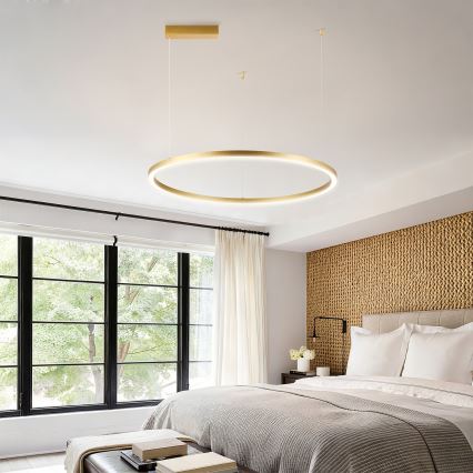 Brilagi - Lustre LED dimerizável suspenso por cabo PORTOFINO LED/60W/230V 3000-6000K diâmetro 80 cm dourado + comando remoto