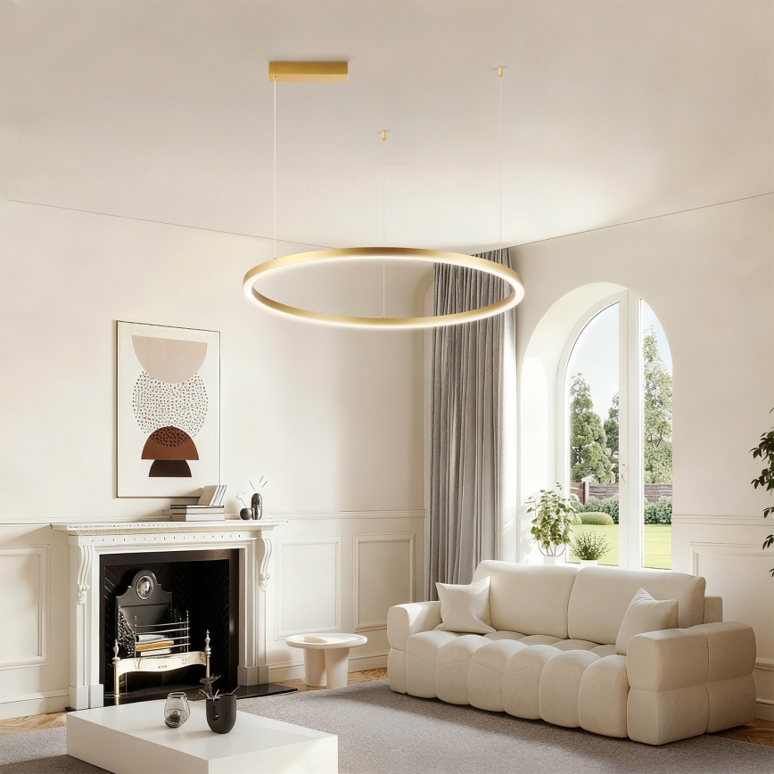 Brilagi - Lustre LED dimerizável suspenso por cabo PORTOFINO LED/60W/230V 3000-6000K diâmetro 80 cm dourado + comando remoto