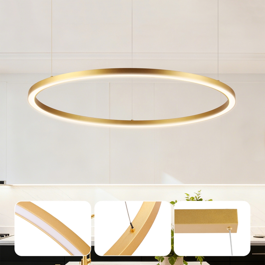 Brilagi - Lustre LED dimerizável suspenso por cabo PORTOFINO LED/60W/230V 3000-6000K diâmetro 80 cm dourado + comando remoto