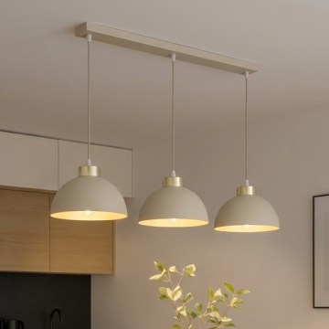 Brilagi - Lustre suspenso em cabo 3xE27/60W/230V bege/dourado