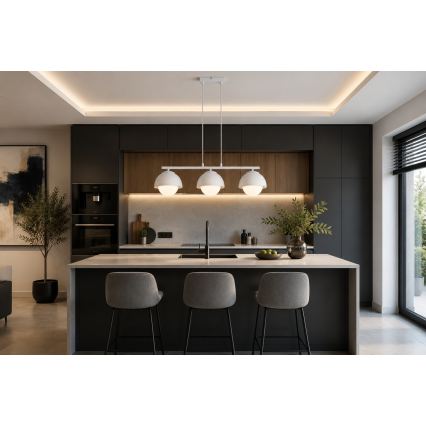 BRILAGI - Lustre suspenso em cabo COSMO 3xE27/60W/230V branco/dourado