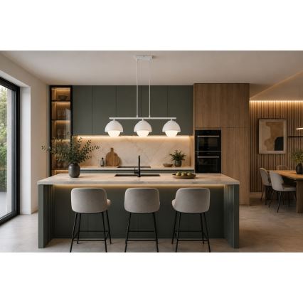 BRILAGI - Lustre suspenso em cabo COSMO 3xE27/60W/230V branco/dourado