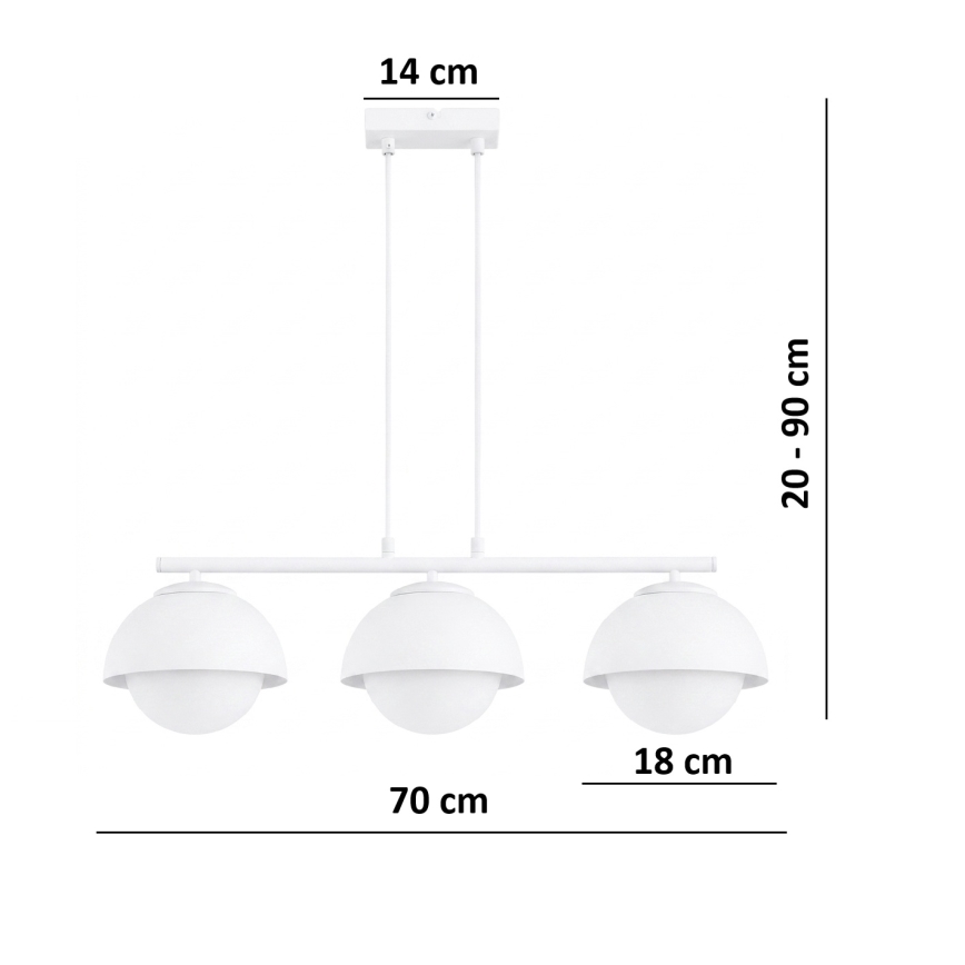 BRILAGI - Lustre suspenso em cabo COSMO 3xE27/60W/230V branco/dourado
