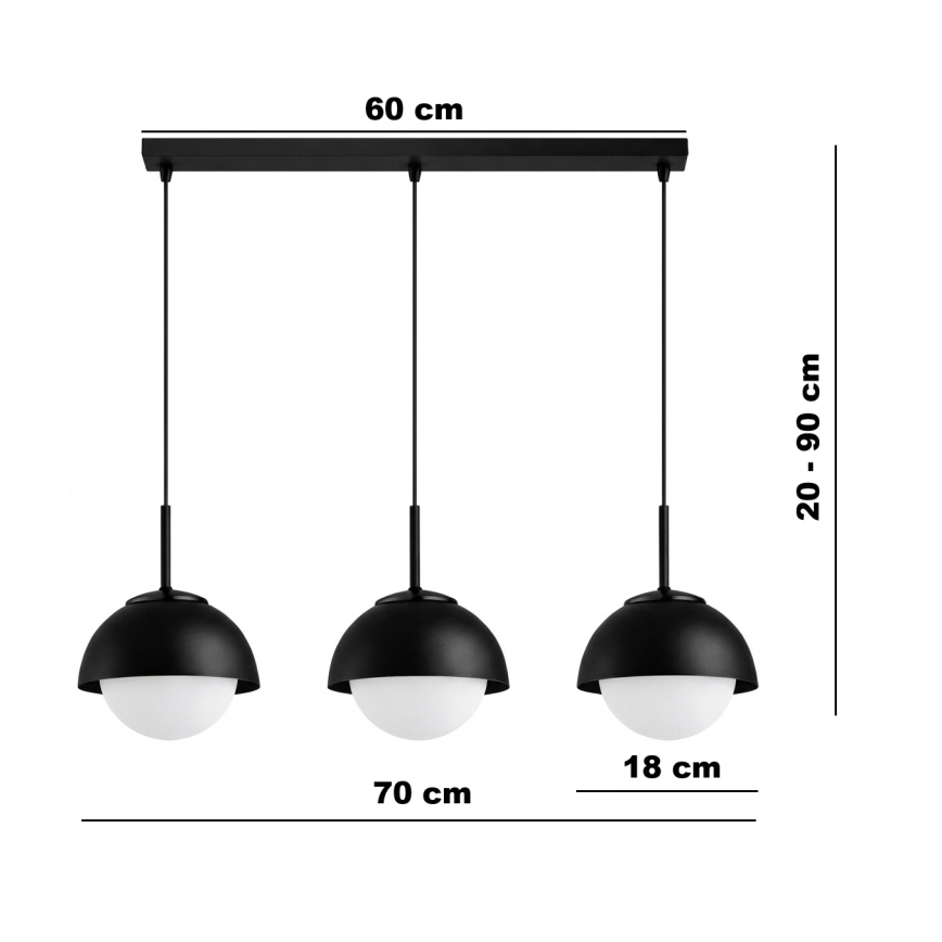 BRILAGI - Lustre suspenso em cabo COSMO 3xE27/60W/230V preto