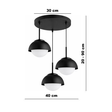 BRILAGI - Lustre suspenso em cabo COSMO 3xE27/60W/230V preto