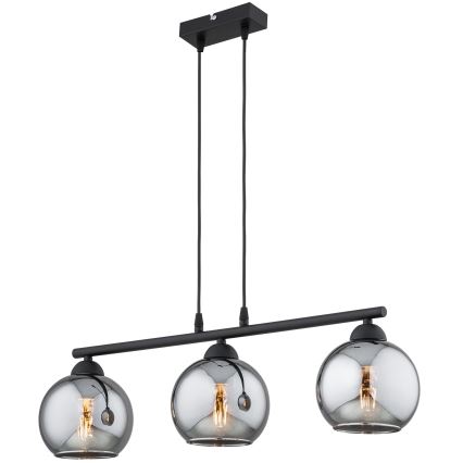 Brilagi - Lustre suspenso em cabo DIOR 3xE27/60W/230V preto/cinza fumê