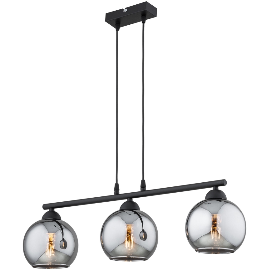 Brilagi - Lustre suspenso em cabo DIOR 3xE27/60W/230V preto/cinza fumê