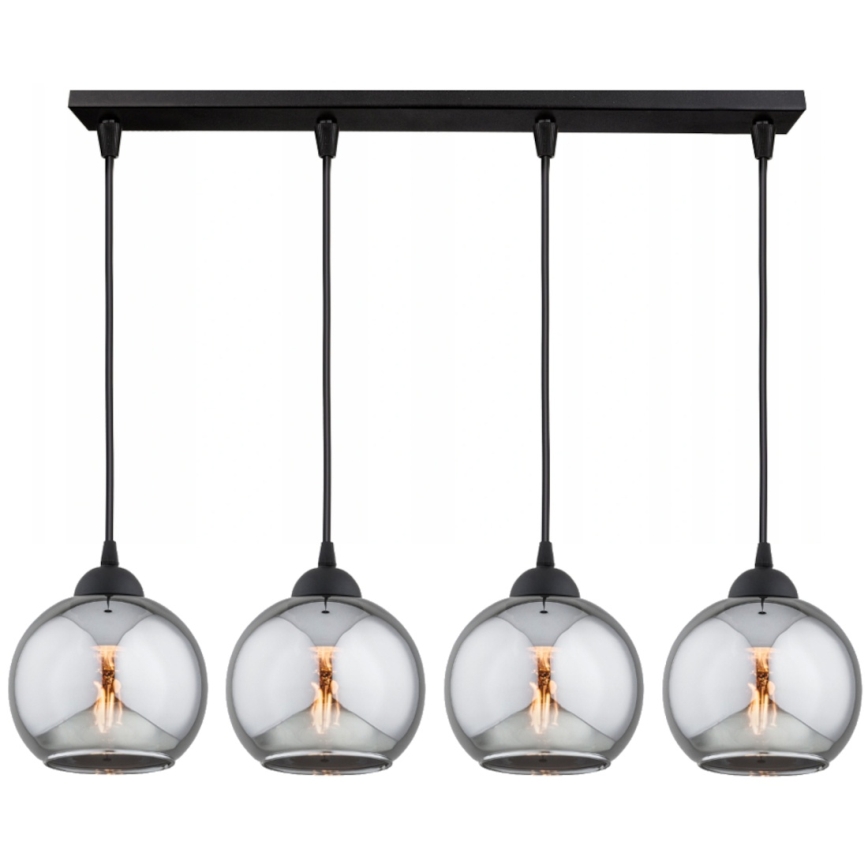Brilagi - Lustre suspenso em cabo DIOR 4xE27/60W/230V preto/cinza fumê