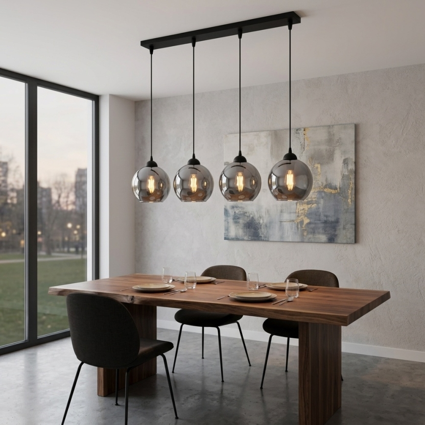 Brilagi - Lustre suspenso em cabo DIOR 4xE27/60W/230V preto/cinza fumê