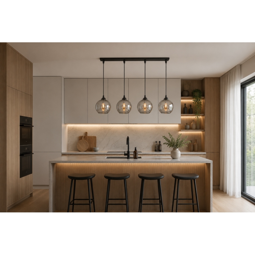 Brilagi - Lustre suspenso em cabo DIOR 4xE27/60W/230V preto/cinza fumê
