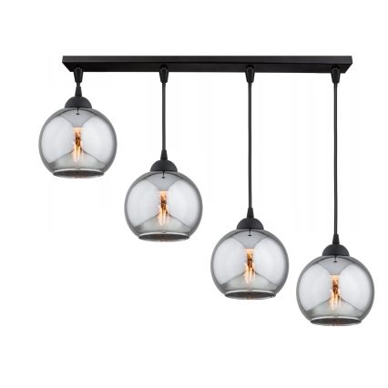 Brilagi - Lustre suspenso em cabo DIOR 4xE27/60W/230V preto/cinza fumê