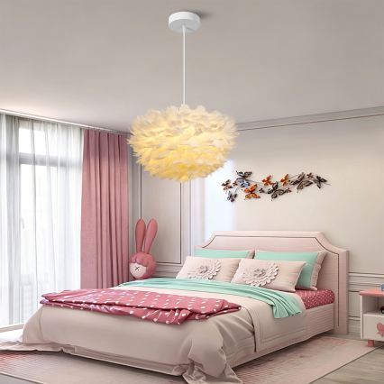 Brilagi - Lustre suspenso em cabo FEATHER 3xE27/40W/230V Ø 40 cm branco