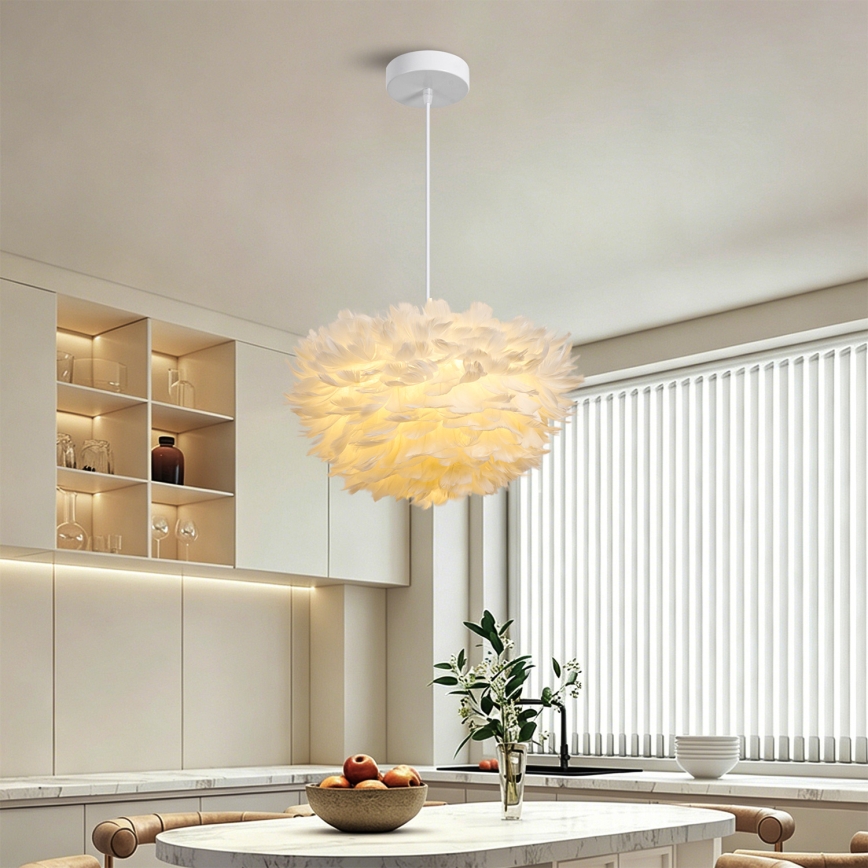Brilagi - Lustre suspenso em cabo FEATHER 3xE27/40W/230V Ø 40 cm branco
