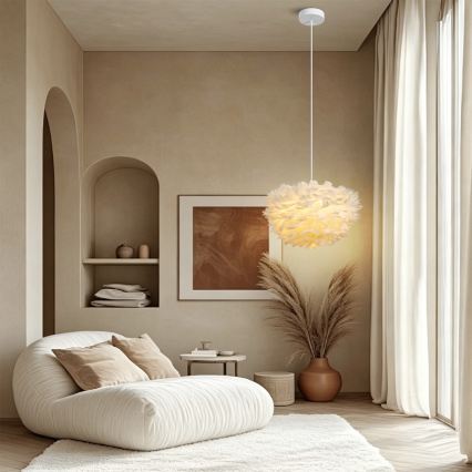 Brilagi - Lustre suspenso em cabo FEATHER 3xE27/40W/230V Ø 40 cm branco