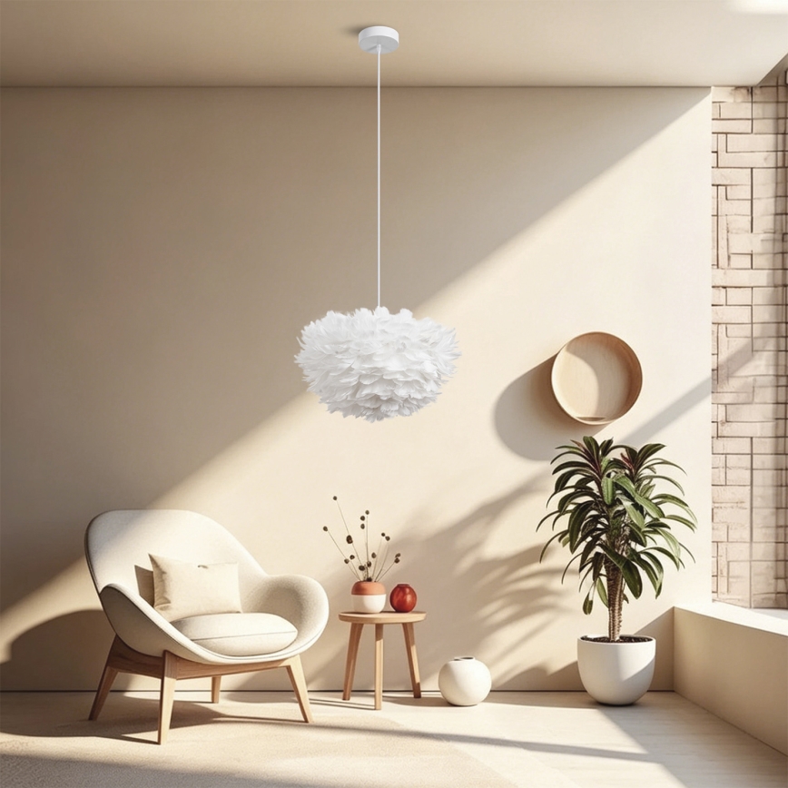 Brilagi - Lustre suspenso em cabo FEATHER 3xE27/40W/230V Ø 40 cm branco