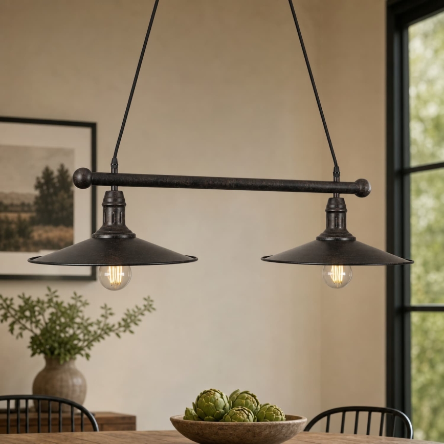 BRILAGI - Lustre suspenso em cabo FORGE 2xE27/60W/230V castanho