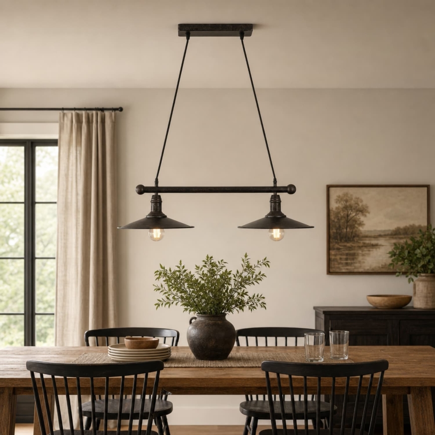 BRILAGI - Lustre suspenso em cabo FORGE 2xE27/60W/230V castanho