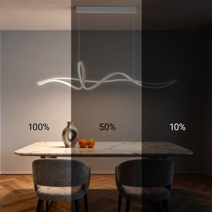 Brilagi - Lustre LED dimerizável suspenso por cabo SIGNATURE LED/55W/230V 3000-6000K 120x23 cm branco + controlo remoto