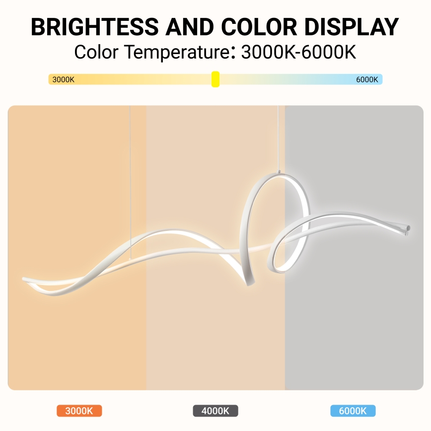 Brilagi - Lustre LED dimerizável suspenso por cabo SIGNATURE LED/55W/230V 3000-6000K 120x23 cm branco + controlo remoto