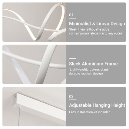 Brilagi - Lustre LED dimerizável suspenso por cabo SIGNATURE LED/55W/230V 3000-6000K 120x23 cm branco + controlo remoto