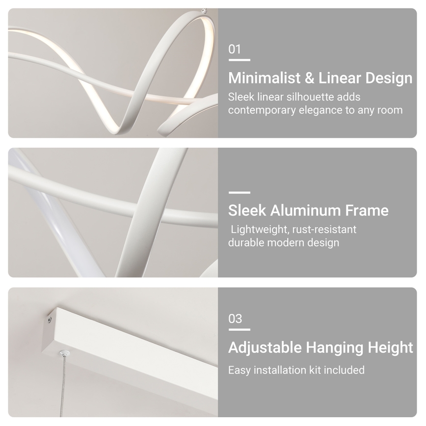 Brilagi - Lustre LED dimerizável suspenso por cabo SIGNATURE LED/55W/230V 3000-6000K 120x23 cm branco + controlo remoto
