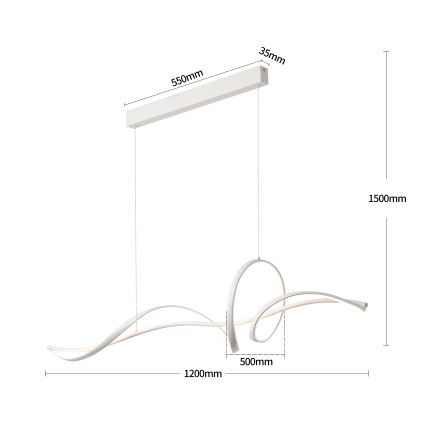 Brilagi - Lustre LED dimerizável suspenso por cabo SIGNATURE LED/55W/230V 3000-6000K 120x23 cm branco + controlo remoto