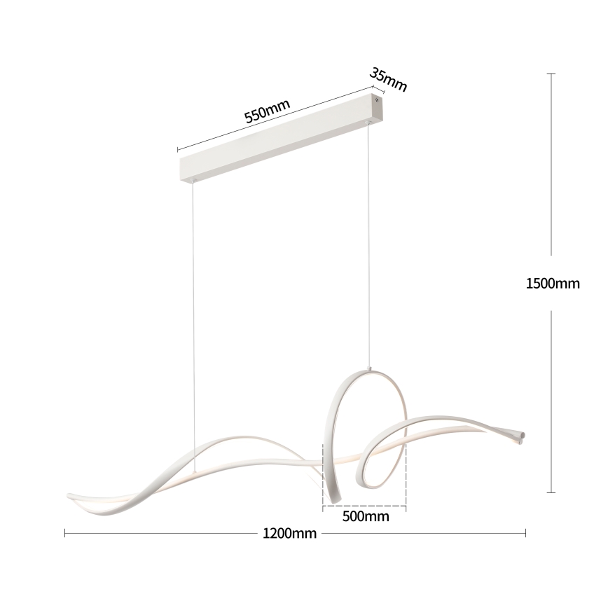 Brilagi - Lustre LED dimerizável suspenso por cabo SIGNATURE LED/55W/230V 3000-6000K 120x23 cm branco + controlo remoto