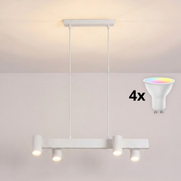 Brilagi - Lustre suspenso em cabo LED RGBW dimmerizável SELE 4xGU10/6,5W/230V 2700-6500K branco