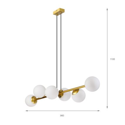 Brilagi - Lustre suspenso em cabo MALONY 6xE14/20W/230V dourado