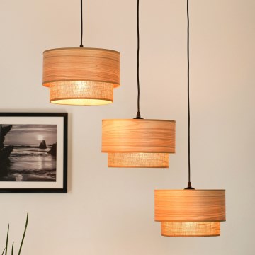 Brilagi - Lustre suspenso em cabo MONTANA BOHO 3xE27/15W/230V castanho/preto